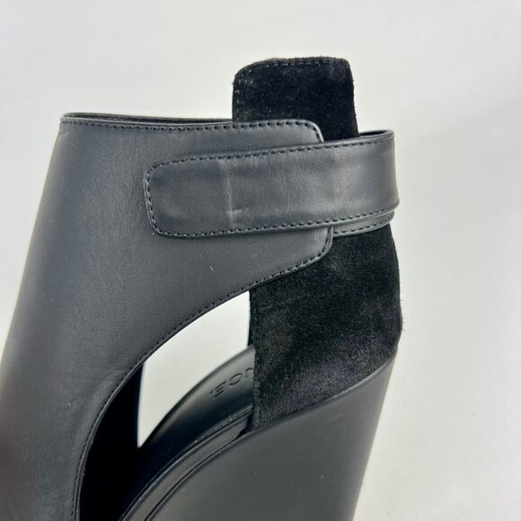 Vince Womens Kara Open Toe Wedge Sandal Black Leather Side Cutouts size 7 - Picture 12 of 16